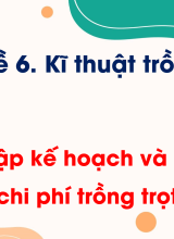 CN Trồng trọt - Bài 19. Lập kế hoạch và tính toán chi phí trồng trọt